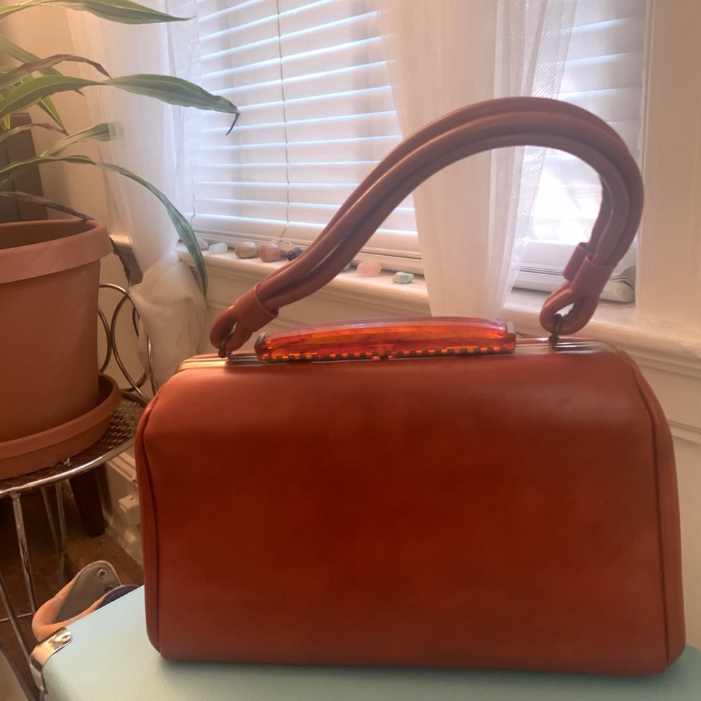 ‘70s Burnt Orange Tortoiseshell Bag Vintage Boho